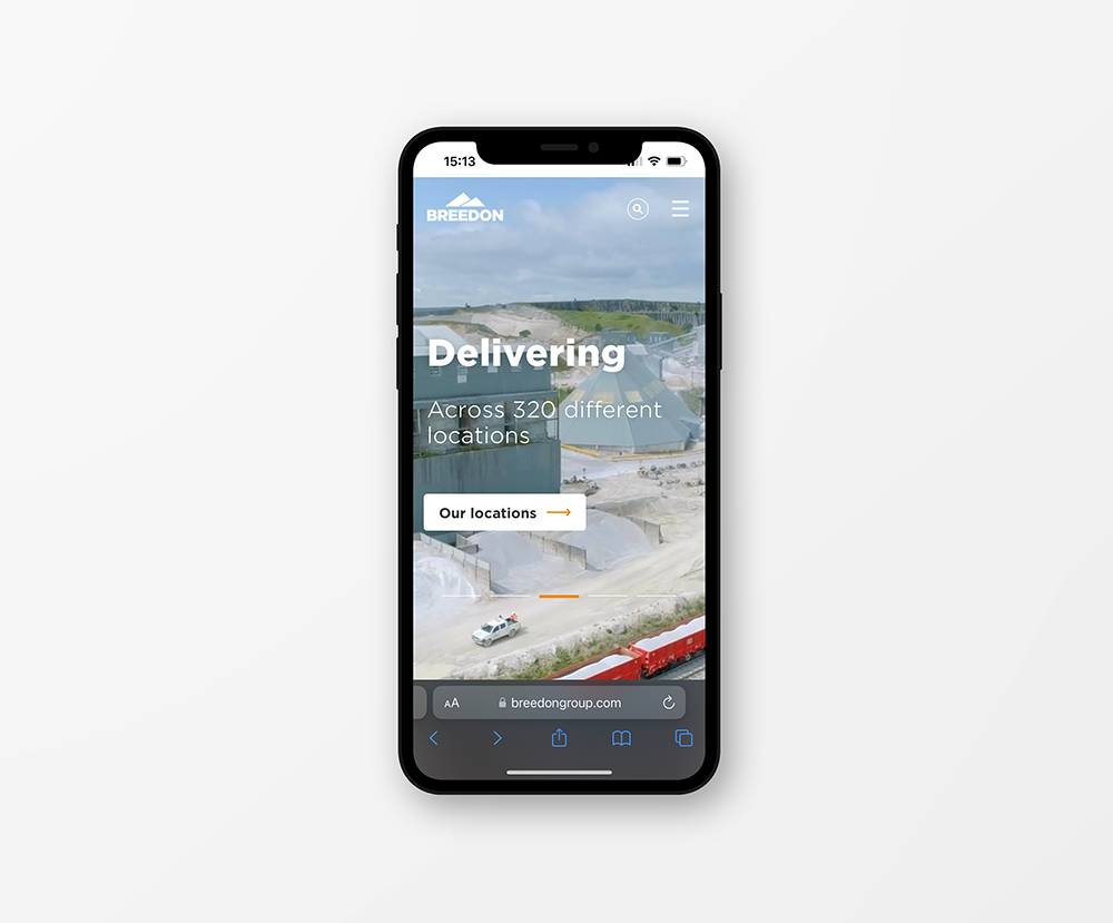 Phone screen of Breedon website