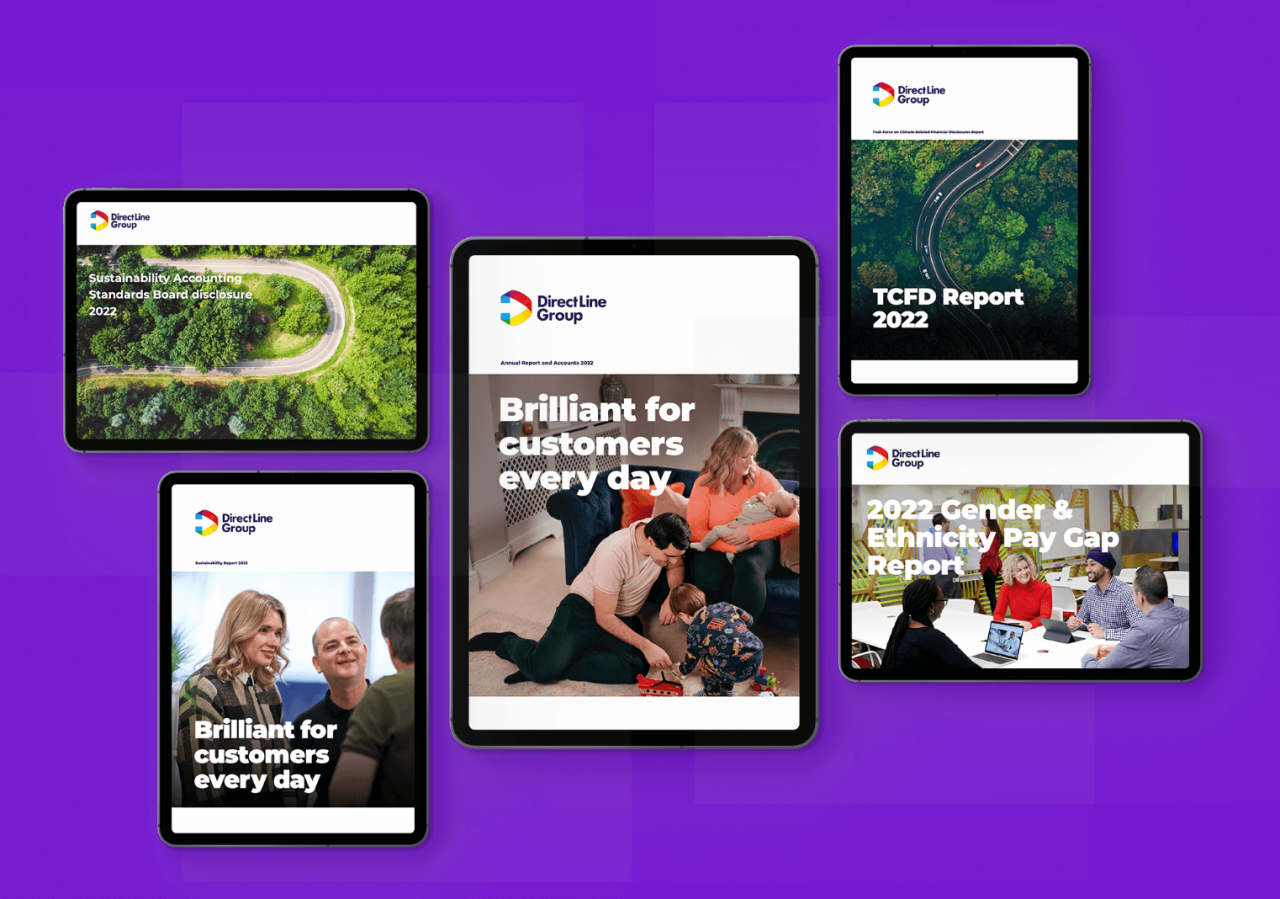 Direct Line Group reporting suite on tablet screens